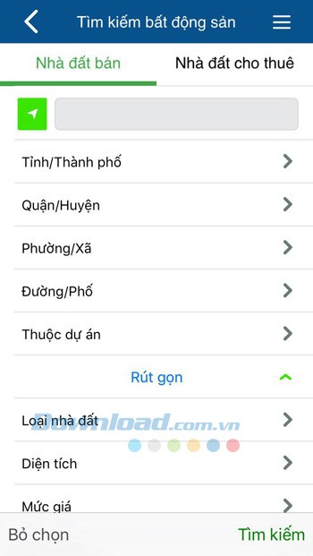 Tìm kiếm bất động sản theo nhiều tiêu chí khác nhau