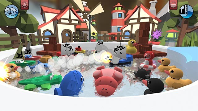 Tương tác với những món đồ chơi trong bồn tắm và xem hành động hài hước của chúng