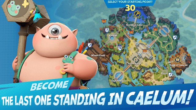 Chiến đấu và nỗ lực trở thành người cuối cùng còn trụ vững ở Caelum trong game Battle Crush