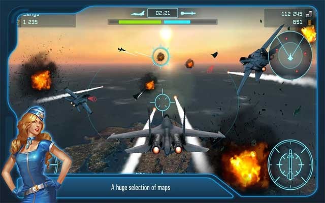 Chọn một trong số những bản đồ đa dạng để chiến đấu trong game Battle of Warplanes