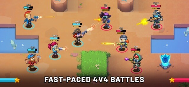 Battle Stars: Fun 4v4 Shooting cho bạn bước vào các trận ẩu đả 4v4 nhịp độ nhanh