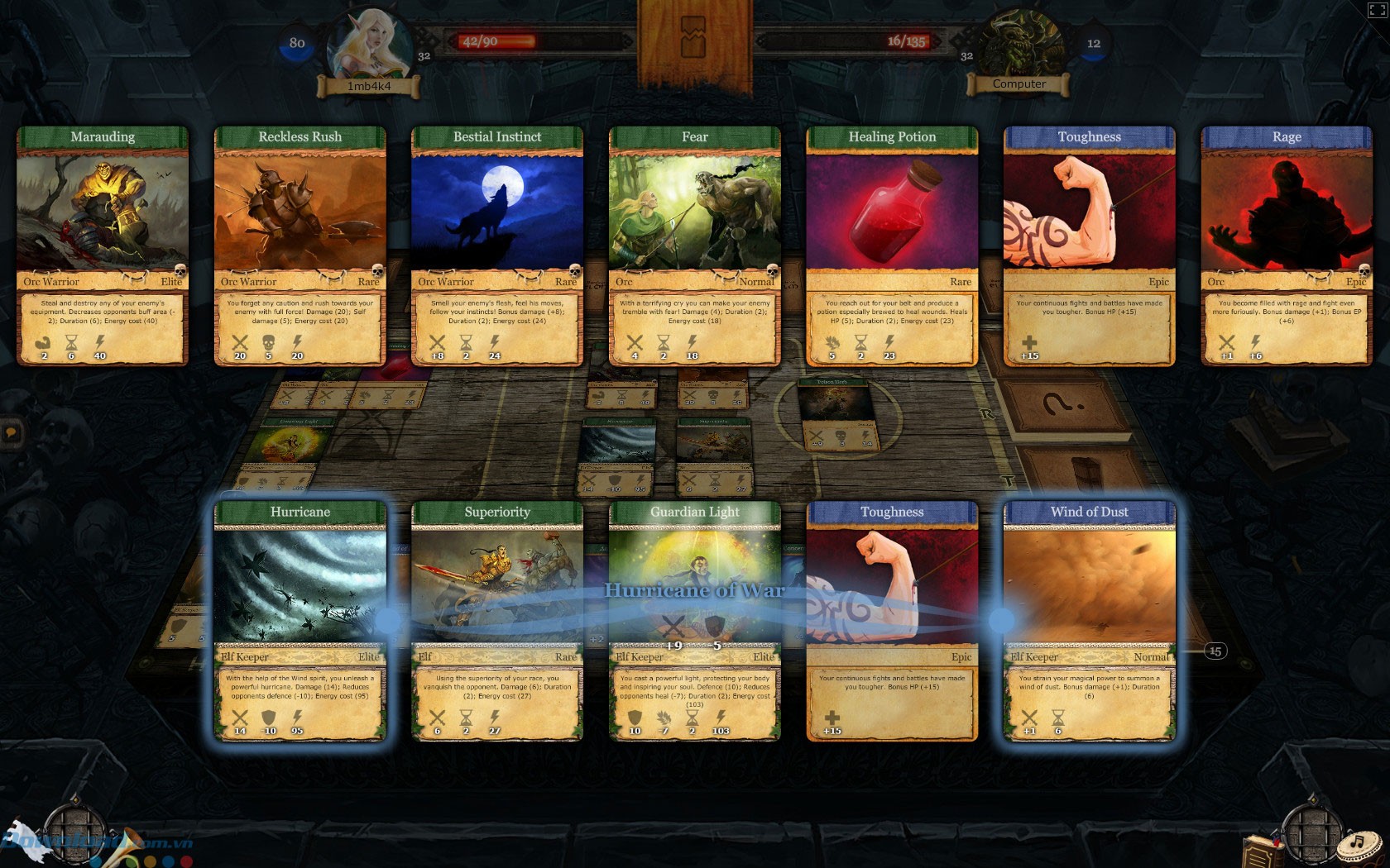 Sức mạnh của từng thẻ bài