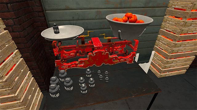 Sử dụng hệ thống cân truyền thống để cân rau củ và tính tiền