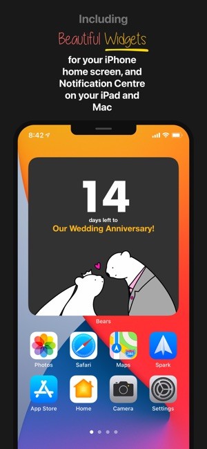 Đếm ngược ngày kỷ niệm, xem nhanh qua Widget