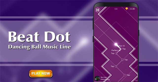 Tránh chướng ngại vật trong khi di chuyển qua thế giới âm nhạc sôi động của Beat Dot: Dancing Ball Music Line