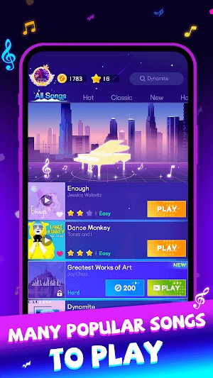 Beat Piano Game có rất nhiều bài hát để bạn chơi