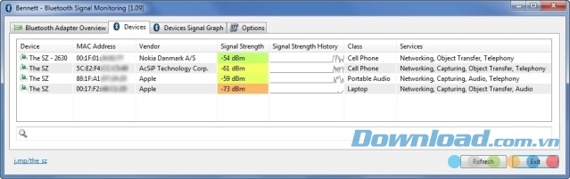 Bennett phần mềm hỗ trợ quản lý và kiểm soát tín hiệu truyền tải dữ liệu Bluetooth mạnh mẽ