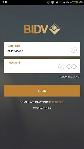 Đăng nhập BIDV Pay+