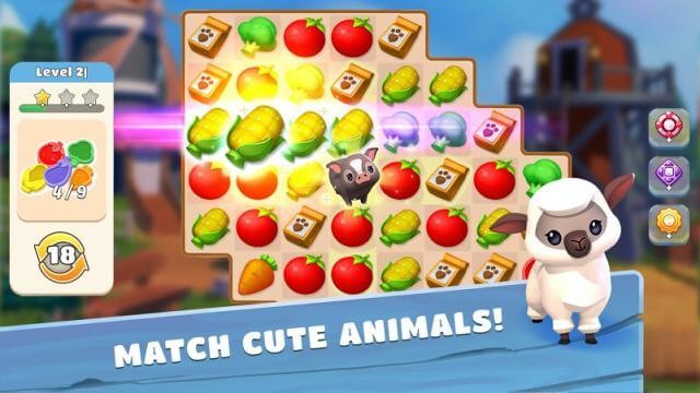 Giải các màn đố match-3 với động vật đáng yêu