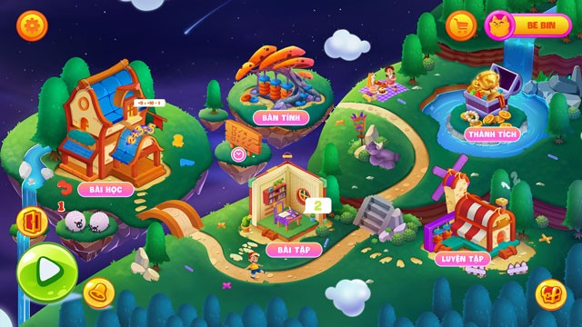 Giao diện chính của ứng dụng học Toán tư duy Bigbrain Soroban