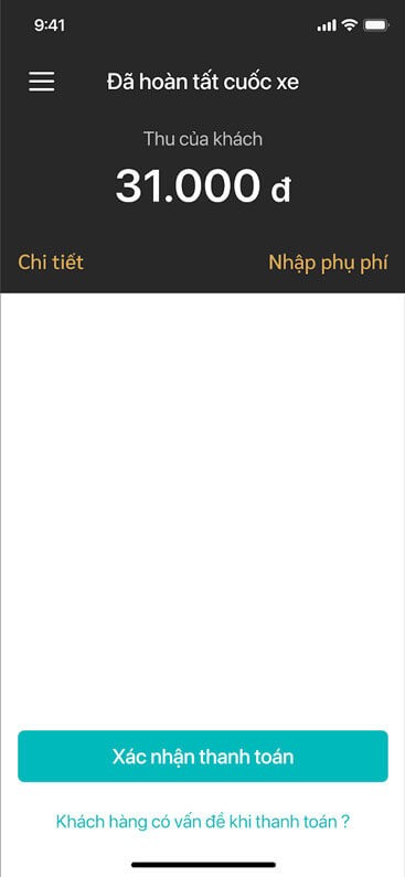 Xác nhận thanh toán cuốc xe