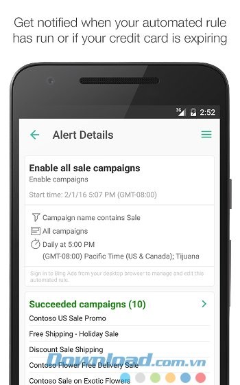Nhận thông báo từ Bing Ads