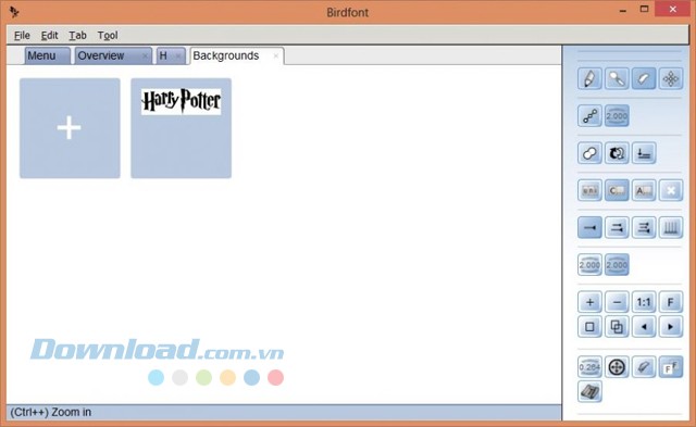 Giao diện chính của Birdfont