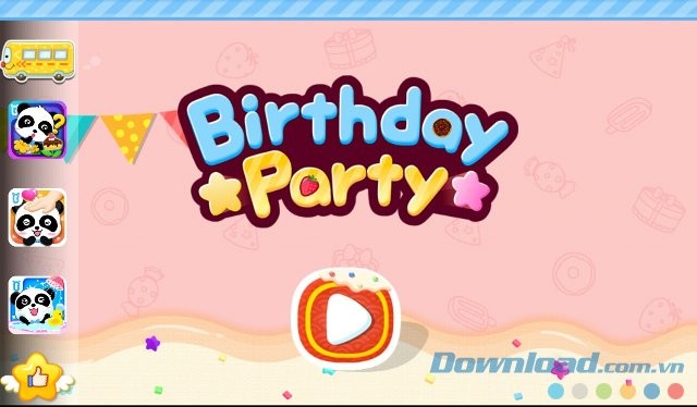 Birthday Party với giao diện bắt đầu vào chơi
