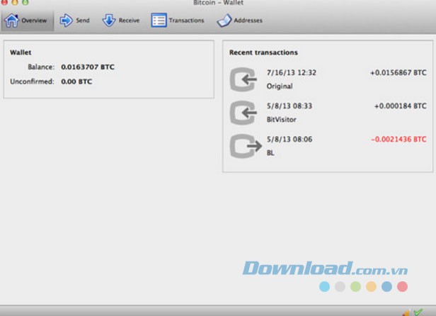 Giao diện Bitcoin Core cho Mac