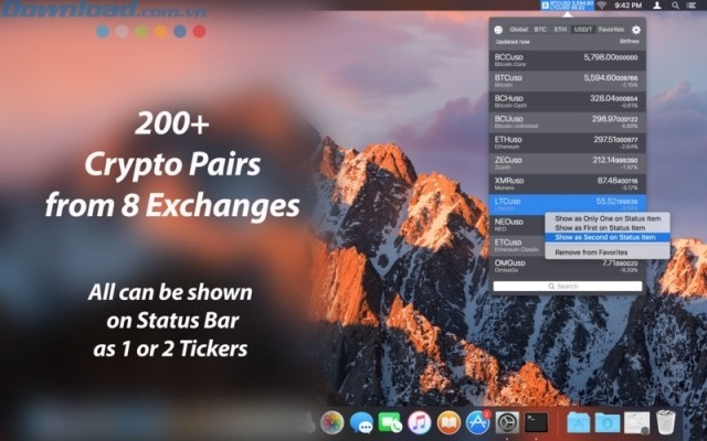 Xem tỷ giá nhiều loại tiền ảo khác nhau