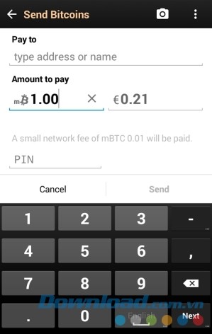 Bitcoin Wallet cho Android gửi tiền an toàn