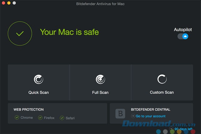 Giao diện Bitdefender Antivirus 2017 cho Mac