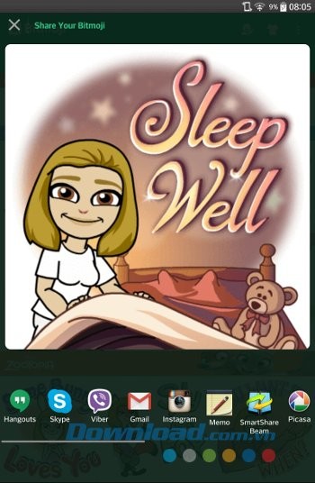 Bitmoji hỗ trợ nhiều ứng dụng chat