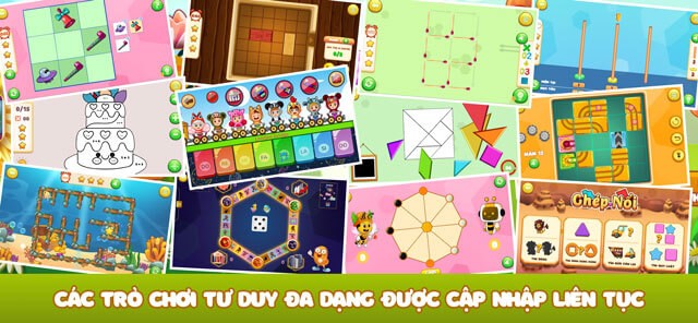 Các trò chơi tư duy đa dạng được cập nhật liên tục