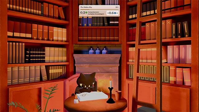 Hình ảnh chú mèo đen thư giãn đọc sách trên desktop, trong khi người dùng tự do thực hiện các hoạt động khác