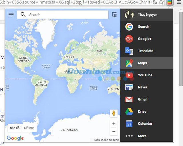 Google Maps trên tiện ích