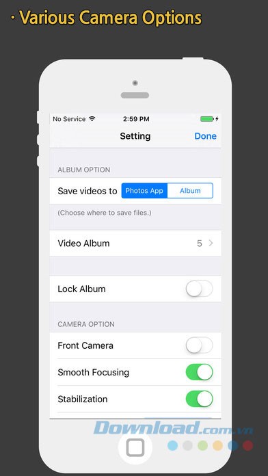 Nhiều chế độ quay phim bí mật