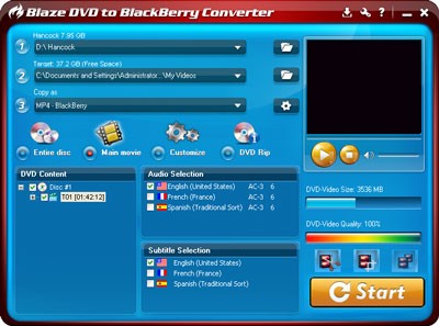 BlazeVideo DVD to BlackBerry Converter