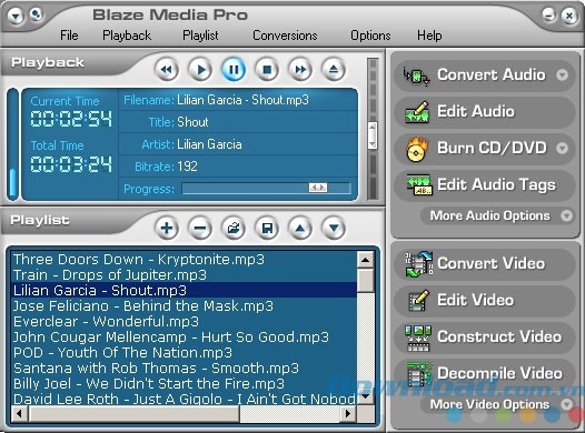 Giao diện phần mềm Blaze Media Pro