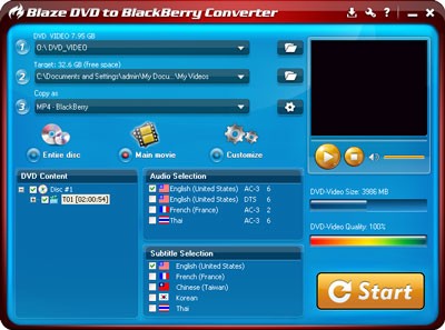BlazeVideo DVD to BlackBerry Converter
