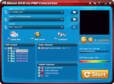 BlazeVideo DVD to PSP Converter