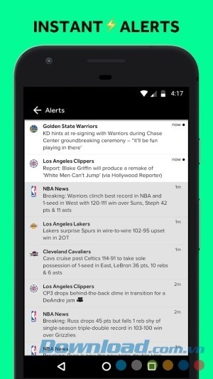 Bleacher Report cho Android thông báo tin mới tức thì