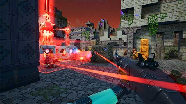 Trong khi chiến đấu, bạn có thể thu thập tài nguyên, xây dựng hệ thống phòng thủ