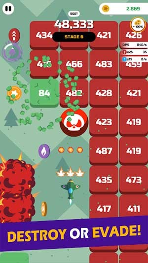 Né tránh hoặc phá hủy các khối hình để kiếm được nhiều điểm nhất