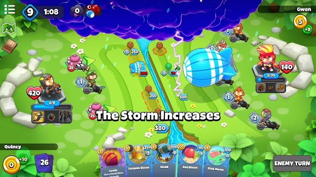 Tham gia trận đánh chiến thuật cùng với những chú khỉ trong game Bloons Card Storm