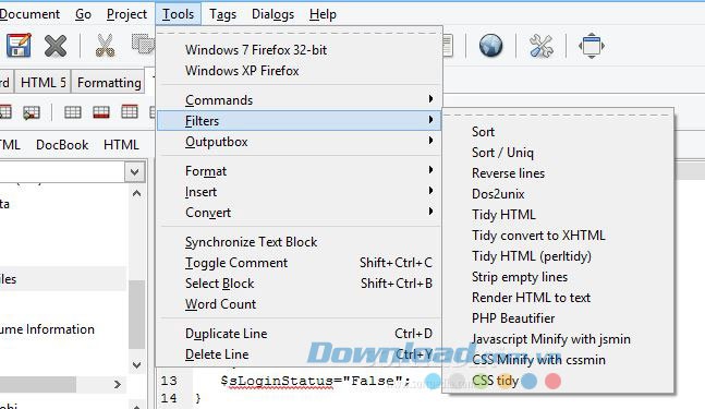 Bộ lọc của Bluefish