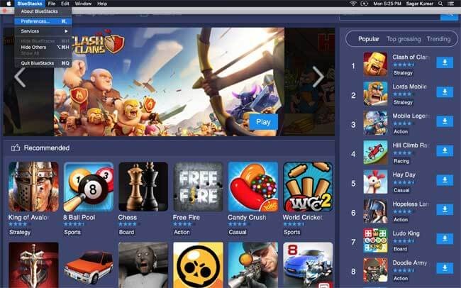 Giao diện BlueStacks cho Mac