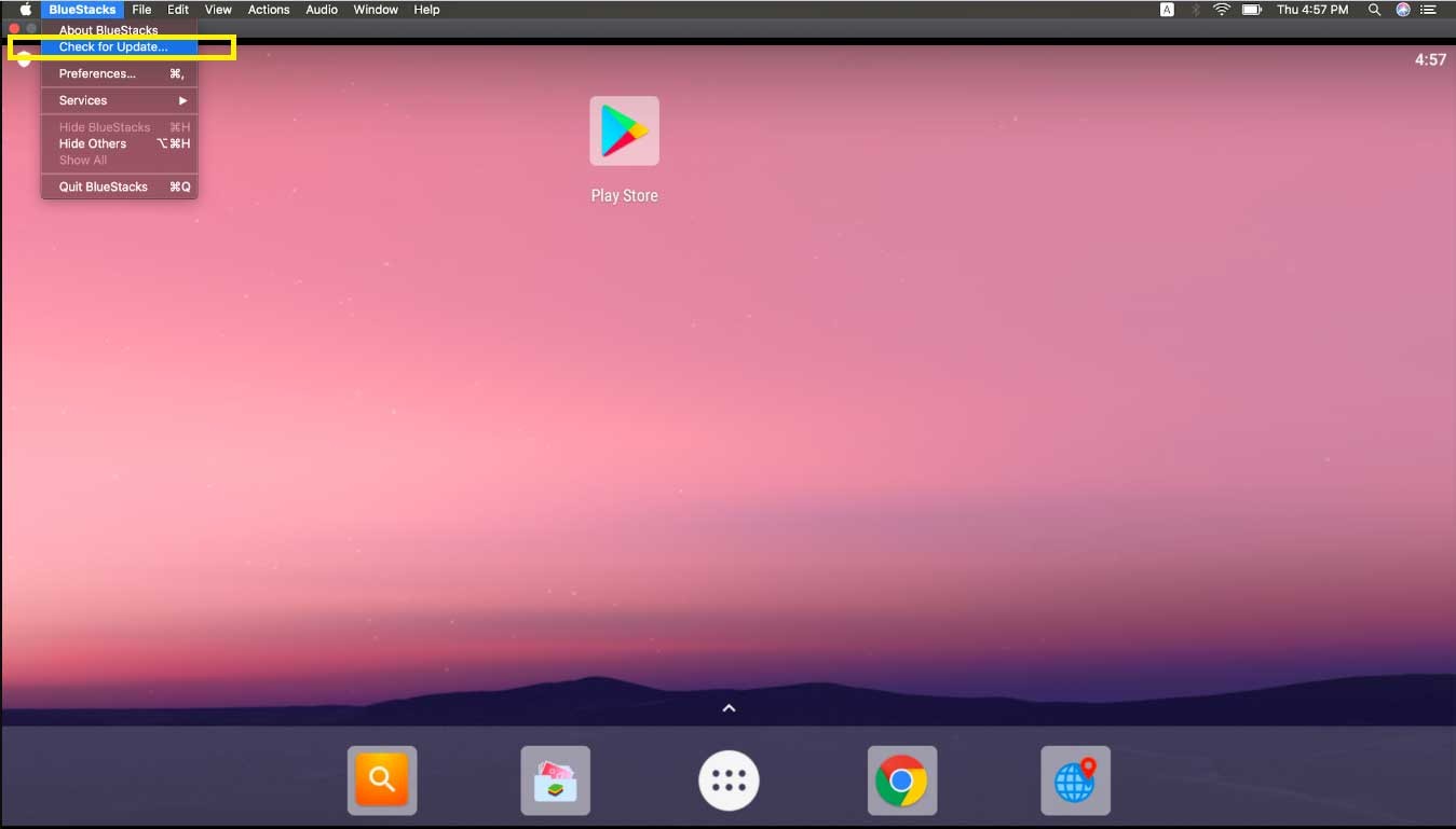 Kiểm tra các bản cập nhật có sẵn trên BlueStacks