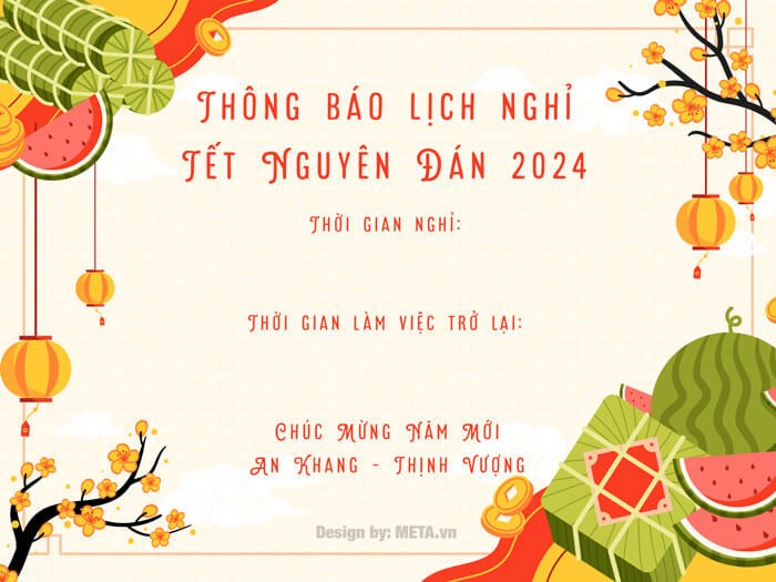 Banner nghỉ Tết Nguyên Đán 2024 ấn tượng