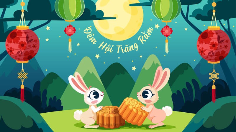 Mẫu phông nền Đêm Hội Trăng Rằm ấn tượng
