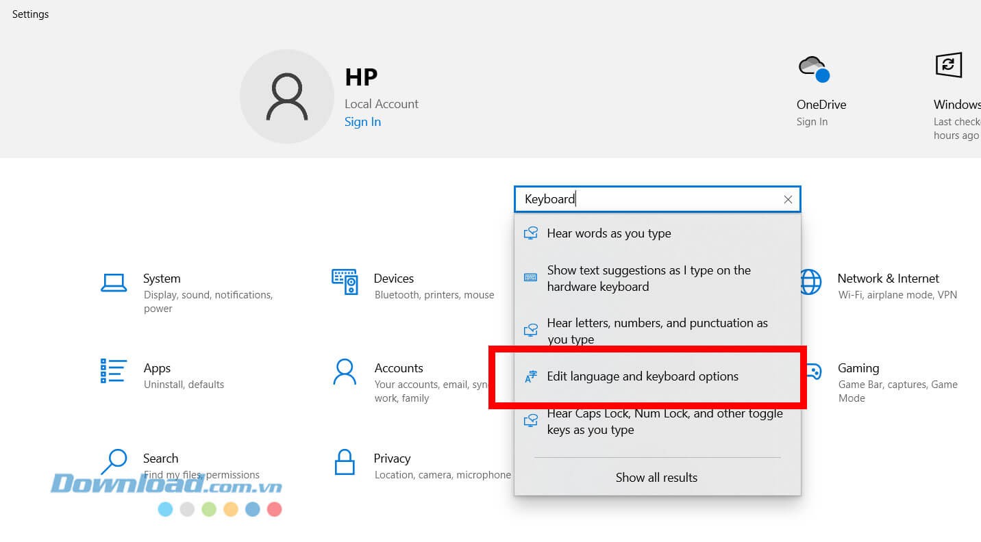 Chọn mục Edit language and keyboard options.