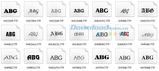 Một số font chữ họ TCVN3 trong bộ font TCVN3
