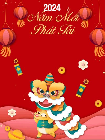 Thiệp mừng năm mới 2024 phát tài