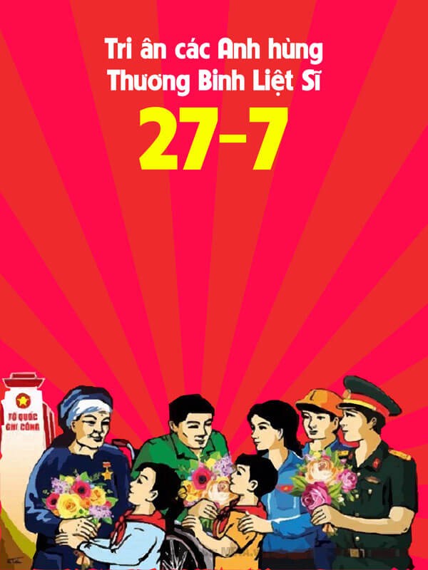 Mẫu thiệp Tri ân các Anh hùng Thương Binh Liệt Sĩ