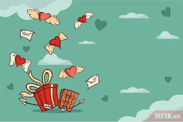 Thiệp Valentines xanh dễ thương