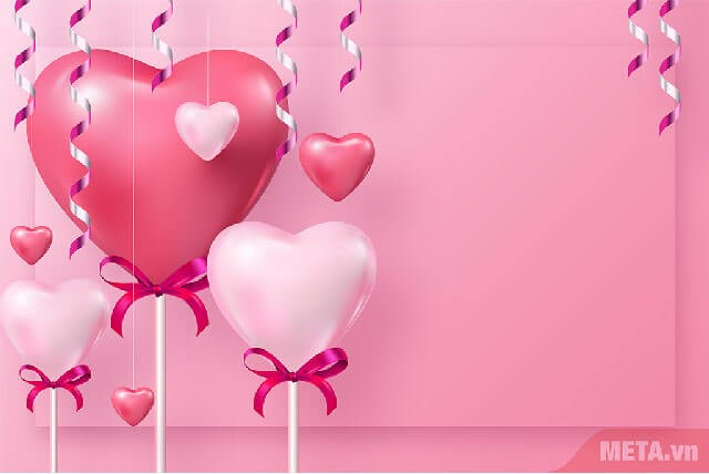 Thiệp Ngày Lễ Tình Yêu màu hồng trái tim