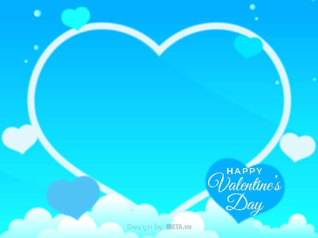 Thiệp chúc Ngày Lễ Tình Nhân màu xanh