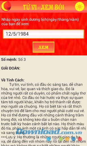 Bói ngày sinh for Android