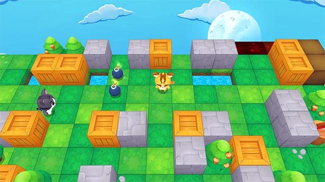 Điều khiển nhân vật chạy, đặt bom và phá hủy mọi thứ trên đấu trường hỗn loạn của Bombergrounds Classic