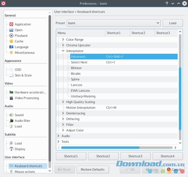 Tùy chỉnh nhiều thứ trong trình phát đa phương tiện Bomi cho Linux